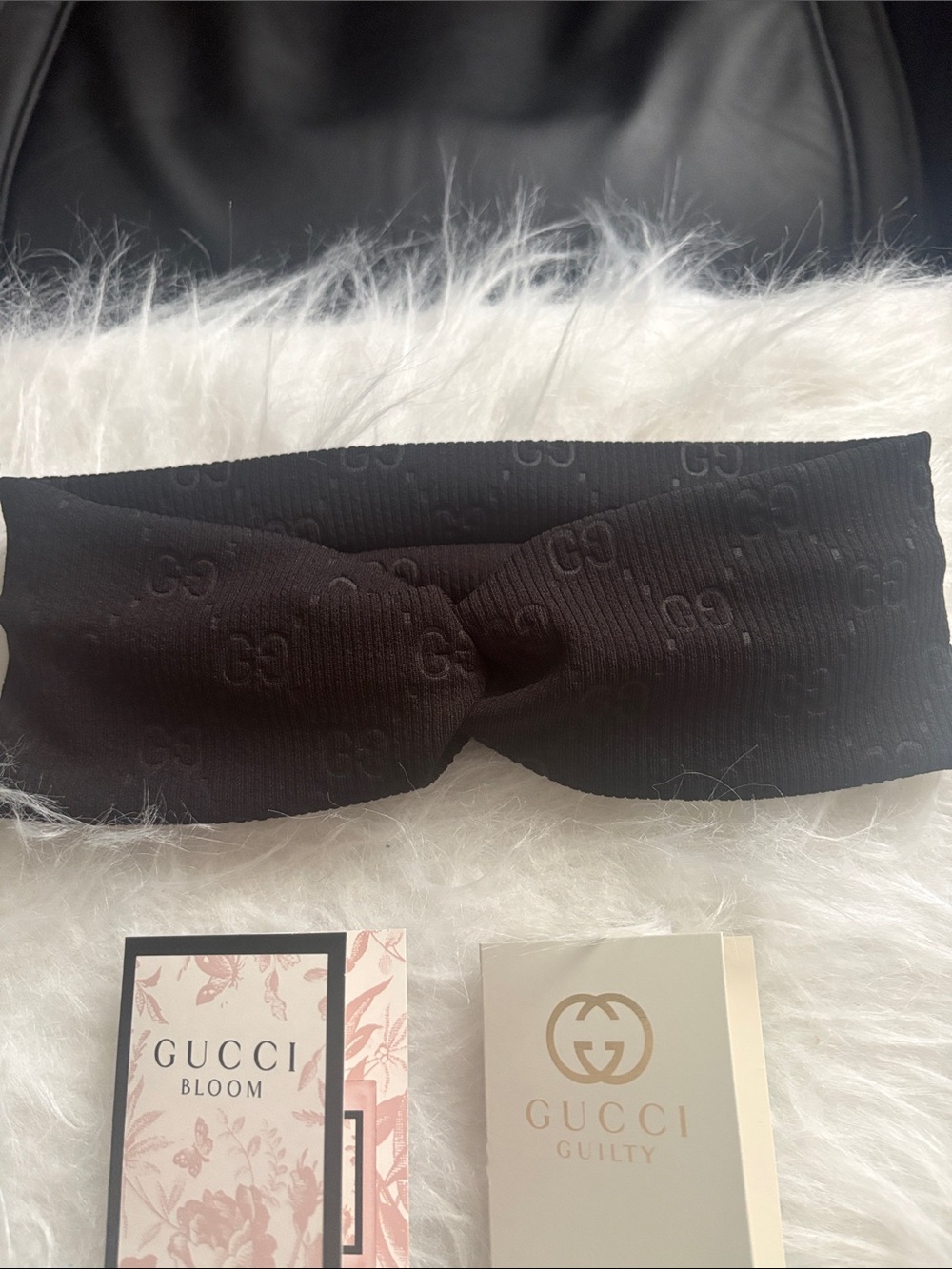 New Gucci Bloom & Guilty Perfume Black GG Knotted Headband & Twilly Bundle - Picture 2 of 6